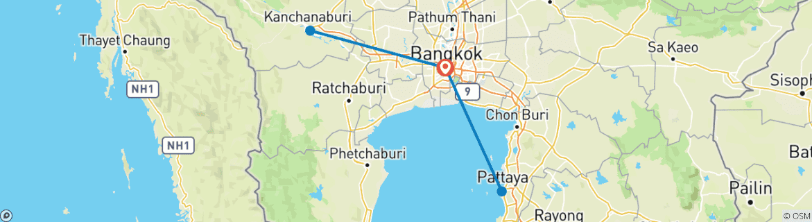 Image d'une carte montrant l'itinéraire du circuit