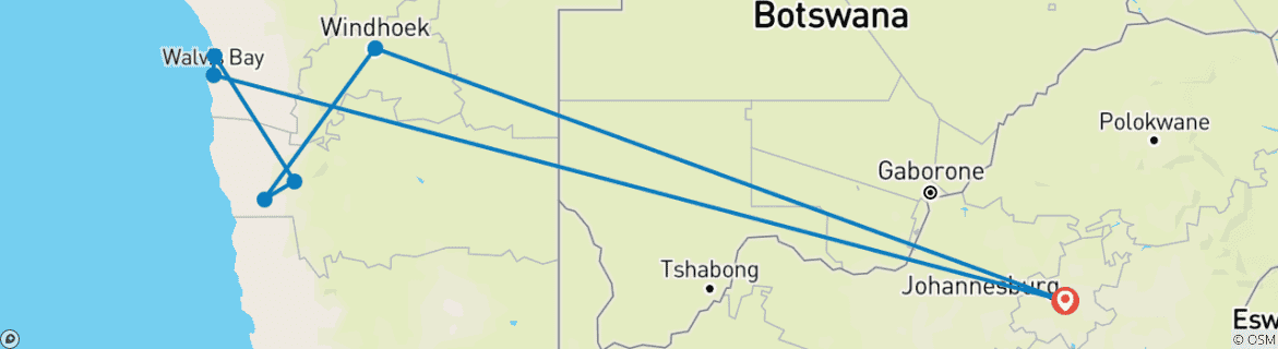Karte mit der Reiseroute