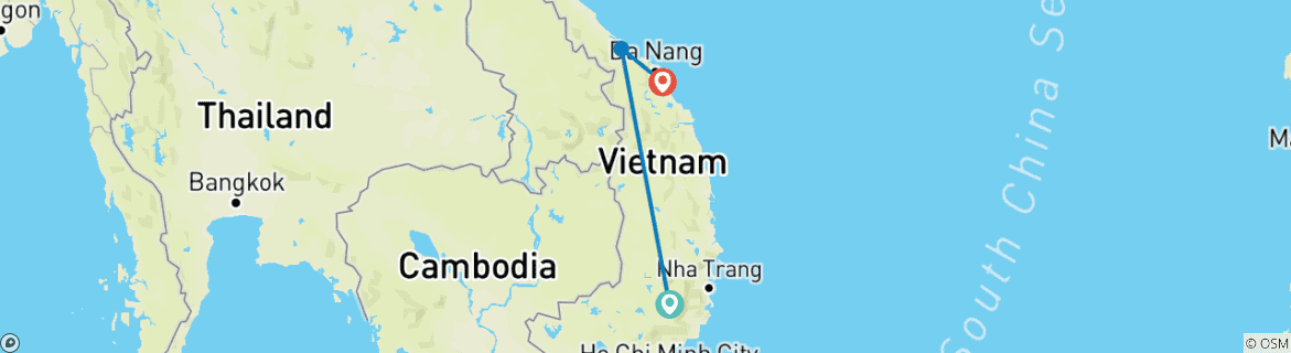 Karte mit der Reiseroute