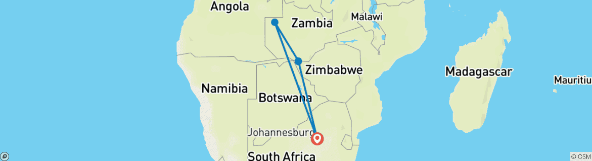 Karte mit der Reiseroute