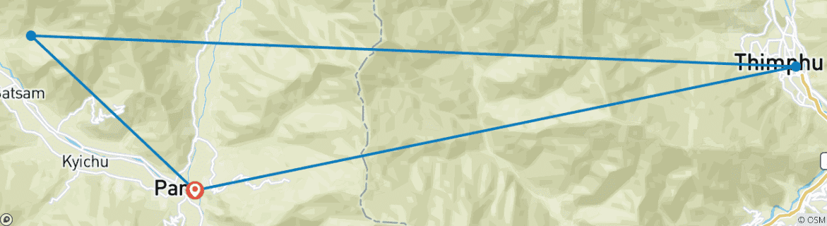 Image d'une carte montrant l'itinéraire du circuit
