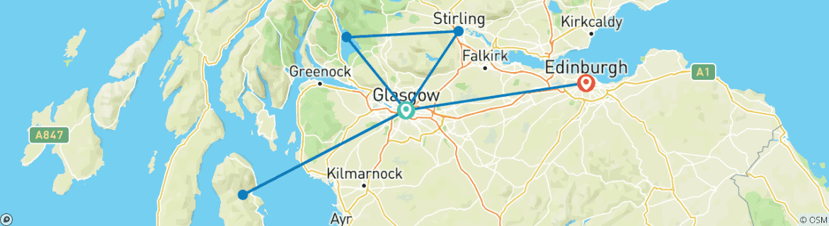 Image d'une carte montrant l'itinéraire du circuit