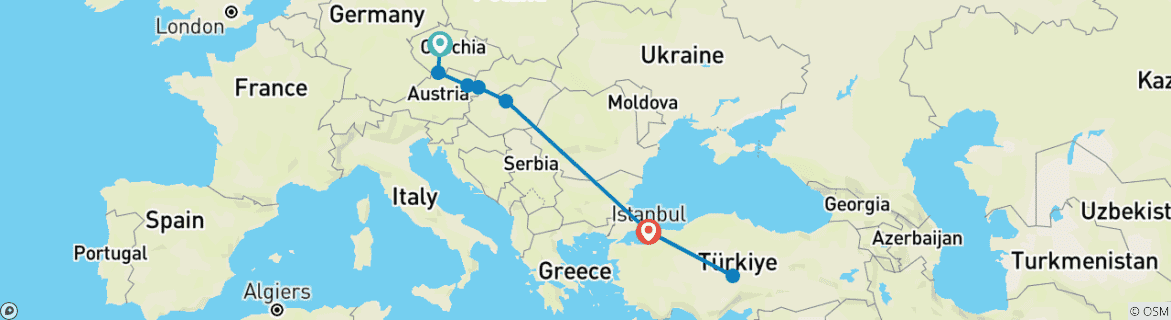 Image d'une carte montrant l'itinéraire du circuit