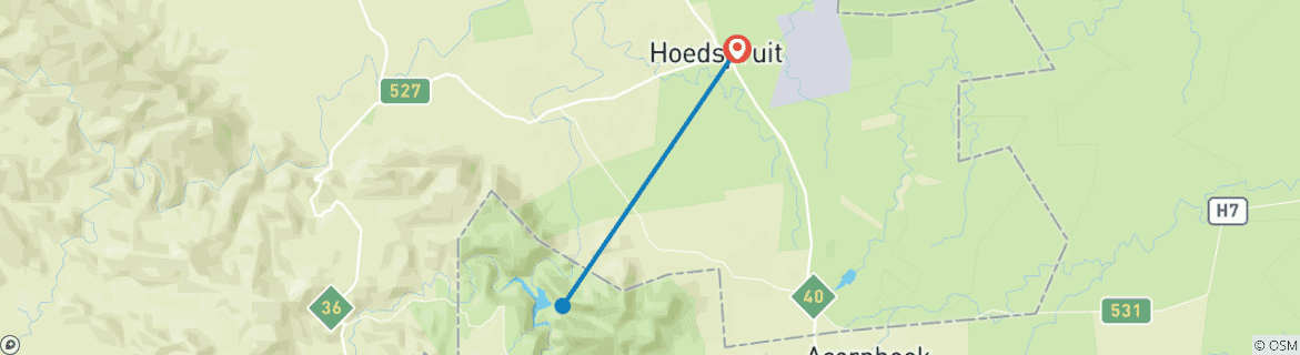 Foto van een kaart met de route van de rondreis