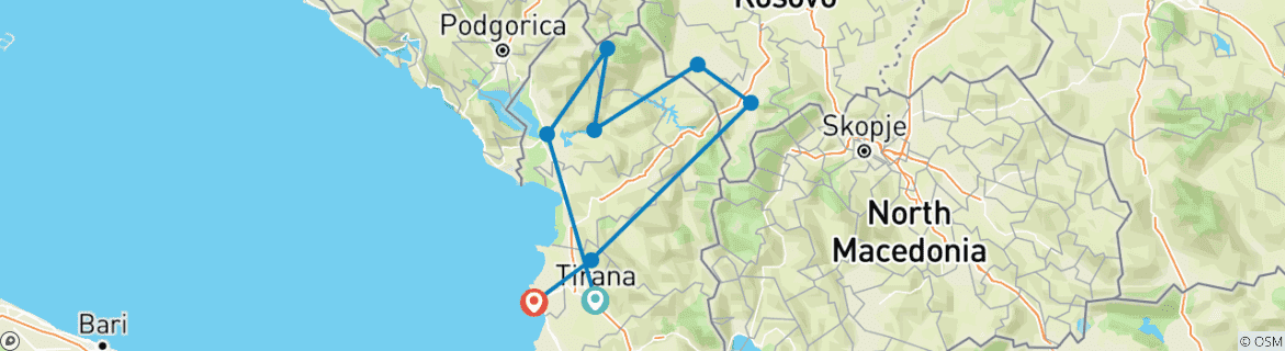 Image d'une carte montrant l'itinéraire du circuit