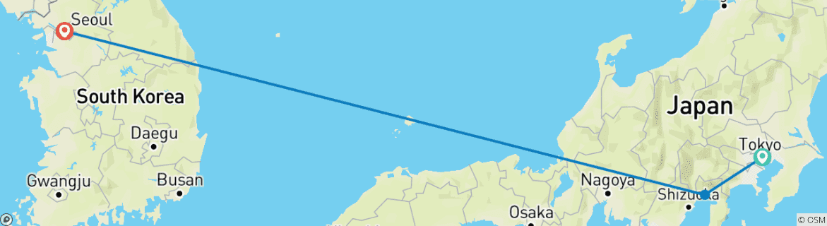 Karte mit der Reiseroute