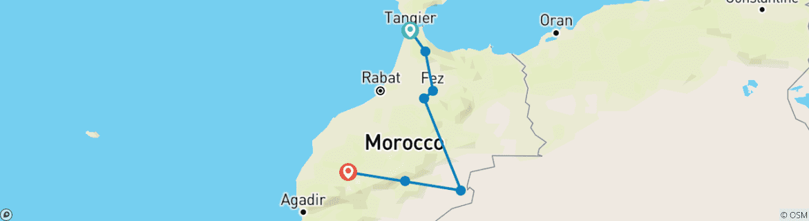 Image d'une carte montrant l'itinéraire du circuit