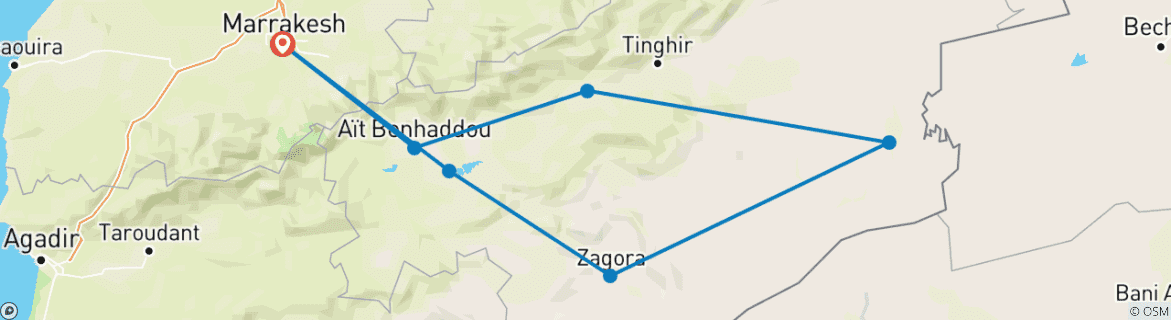 Image d'une carte montrant l'itinéraire du circuit