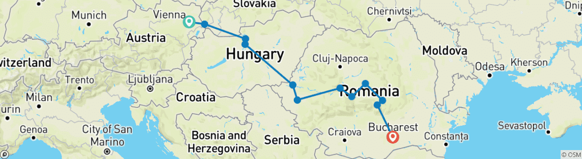 Image d'une carte montrant l'itinéraire du circuit