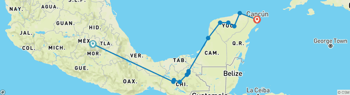 Image d'une carte montrant l'itinéraire du circuit