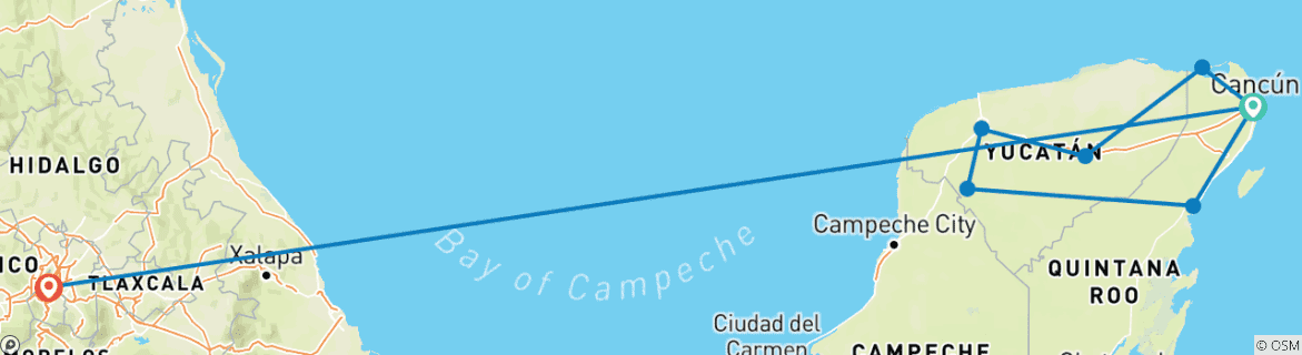 Image d'une carte montrant l'itinéraire du circuit