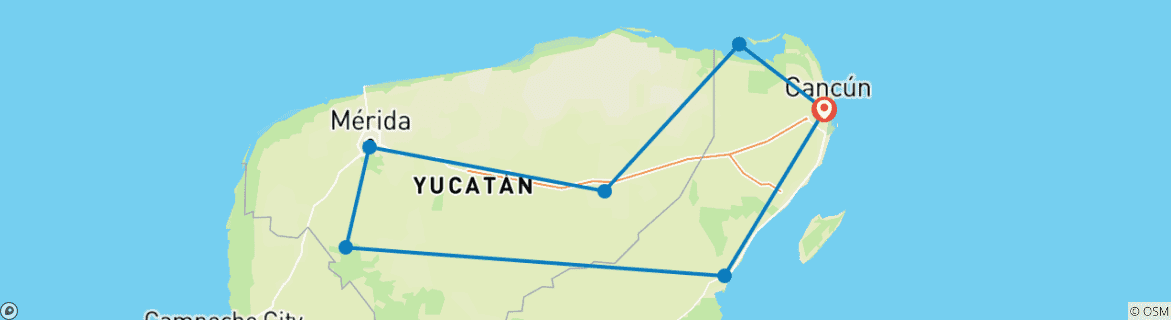 Image d'une carte montrant l'itinéraire du circuit