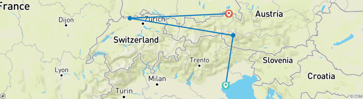 Image d'une carte montrant l'itinéraire du circuit