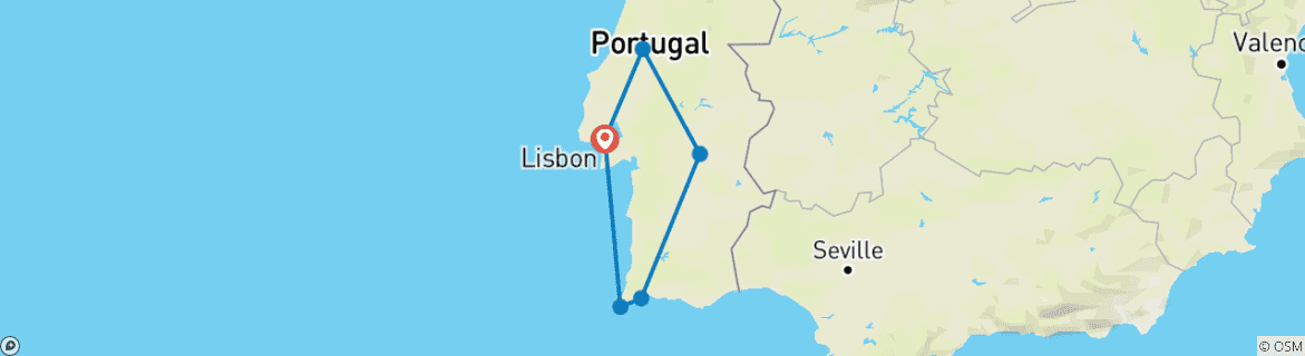 Image d'une carte montrant l'itinéraire du circuit