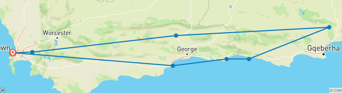 Image d'une carte montrant l'itinéraire du circuit