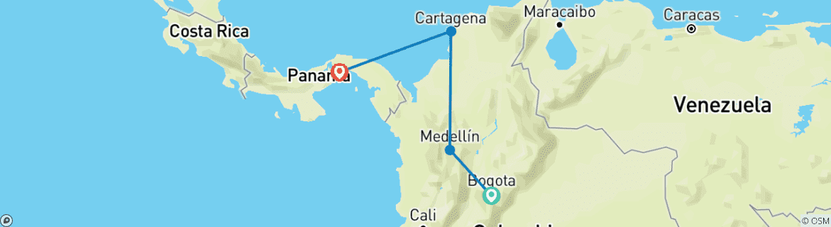 Image d'une carte montrant l'itinéraire du circuit