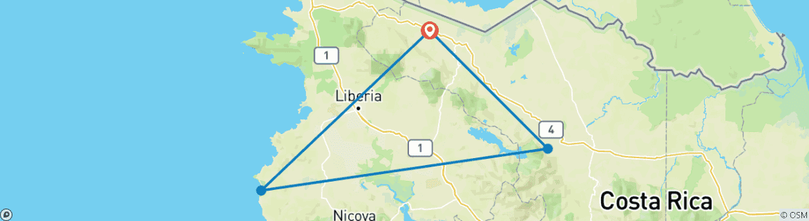 Image d'une carte montrant l'itinéraire du circuit
