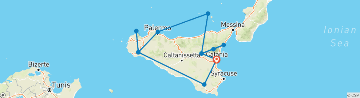 Image d'une carte montrant l'itinéraire du circuit