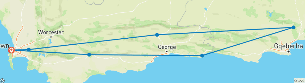 Image d'une carte montrant l'itinéraire du circuit