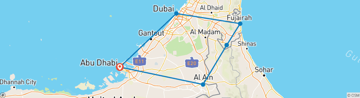 Karte mit der Reiseroute