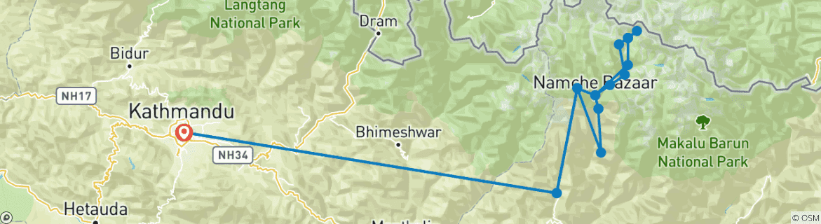 Image d'une carte montrant l'itinéraire du circuit
