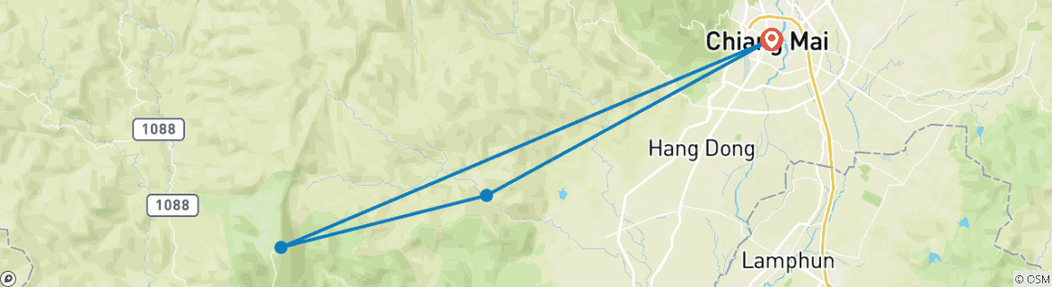 Image d'une carte montrant l'itinéraire du circuit