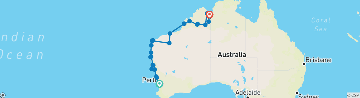 Karte mit der Reiseroute