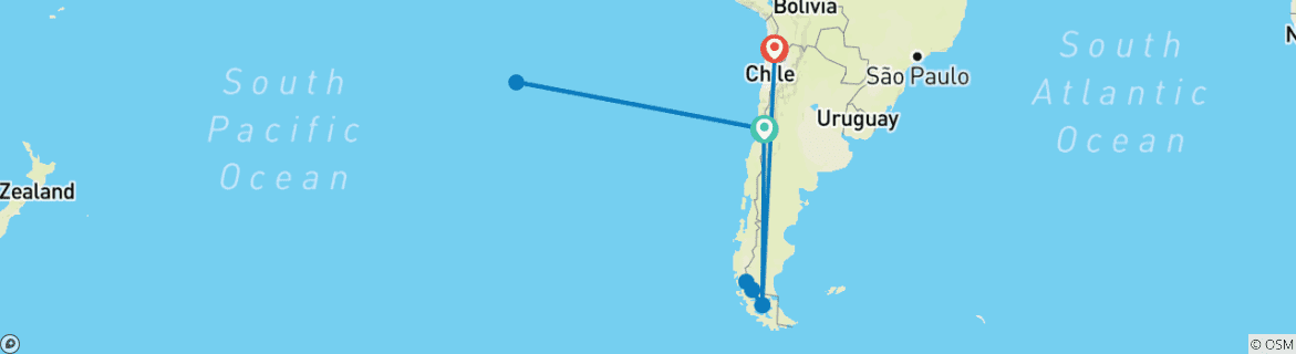 Karte mit der Reiseroute