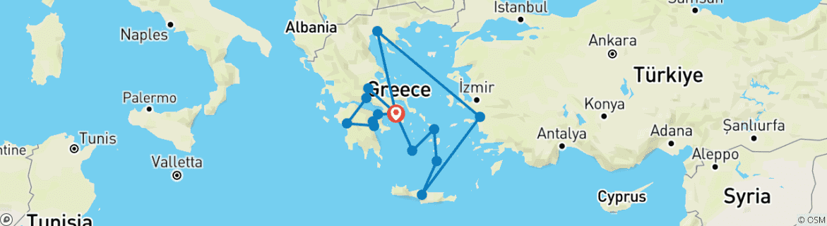 Image d'une carte montrant l'itinéraire du circuit