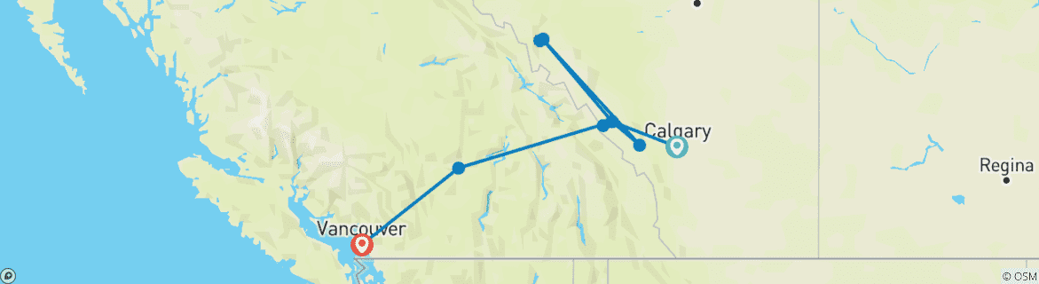Image d'une carte montrant l'itinéraire du circuit