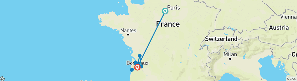 Image d'une carte montrant l'itinéraire du circuit