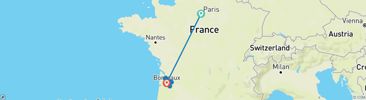 Image d'une carte montrant l'itinéraire du circuit