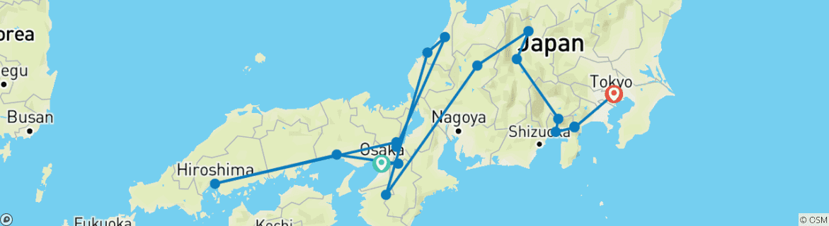 Image d'une carte montrant l'itinéraire du circuit