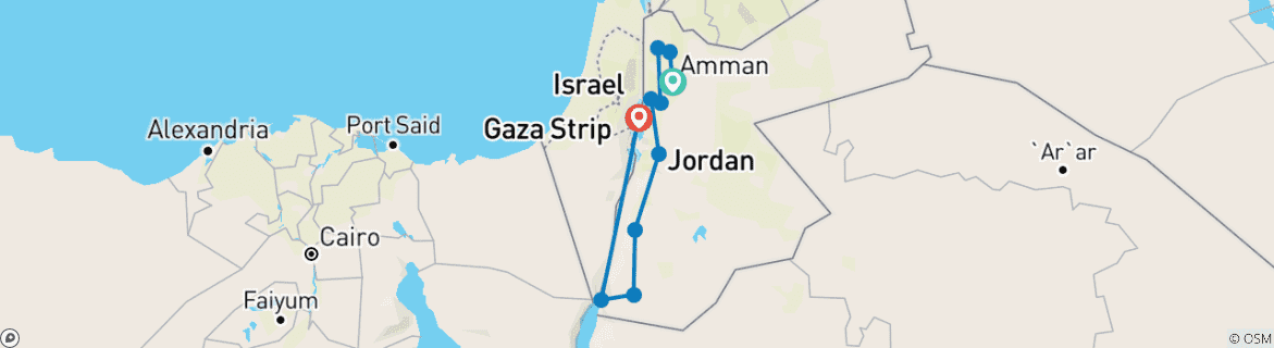 Foto van een kaart met de route van de rondreis