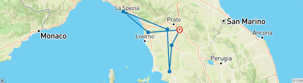Image d'une carte montrant l'itinéraire du circuit