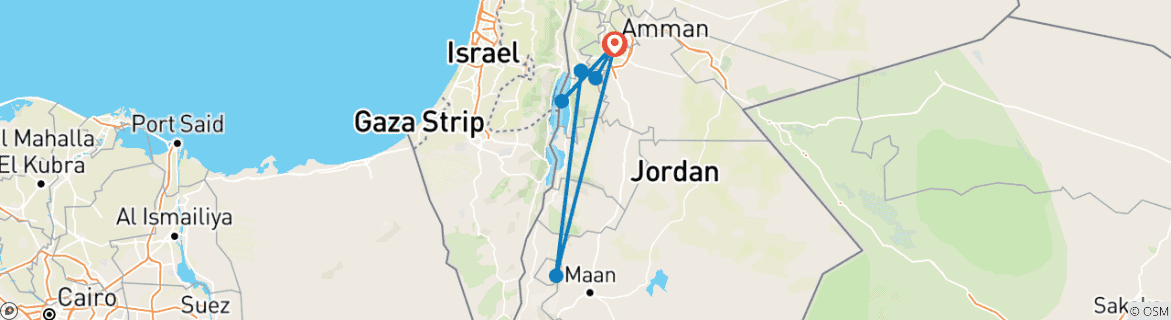 Image d'une carte montrant l'itinéraire du circuit