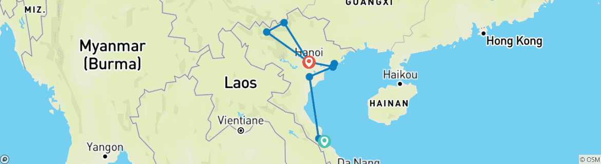 Karte von Höhlen, Halong und H'Mong