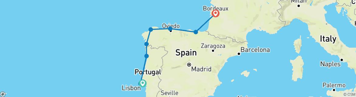 Image d'une carte montrant l'itinéraire du circuit