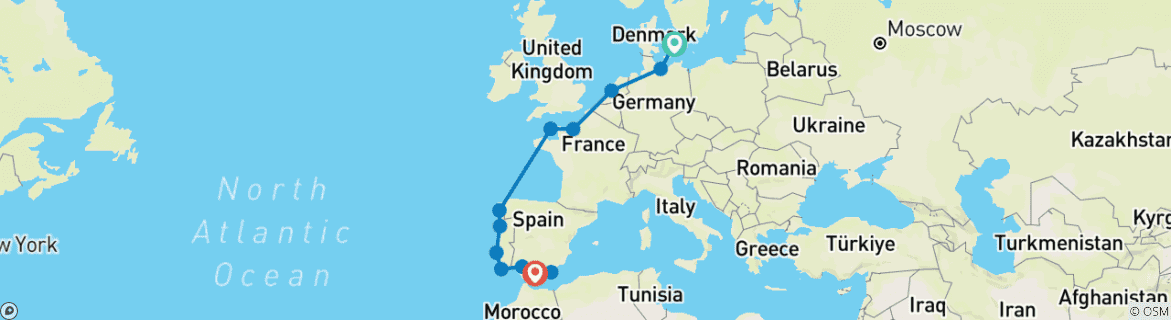 Image d'une carte montrant l'itinéraire du circuit