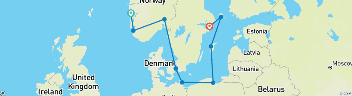 Image d'une carte montrant l'itinéraire du circuit