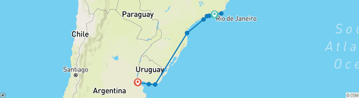 Image d'une carte montrant l'itinéraire du circuit