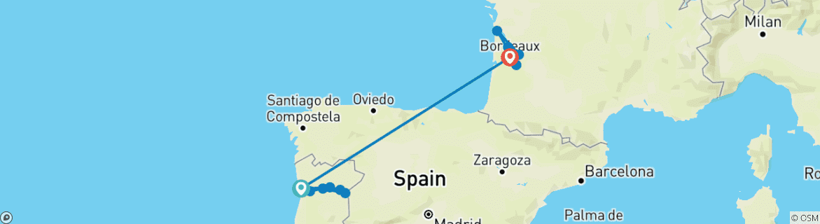 Image d'une carte montrant l'itinéraire du circuit
