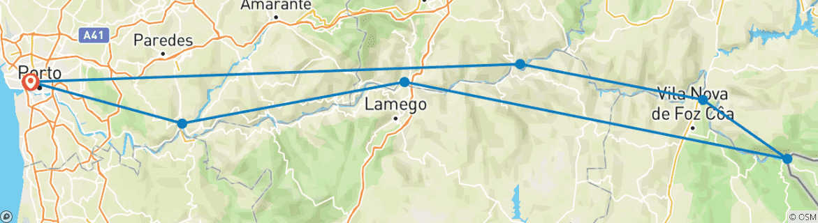 Image d'une carte montrant l'itinéraire du circuit