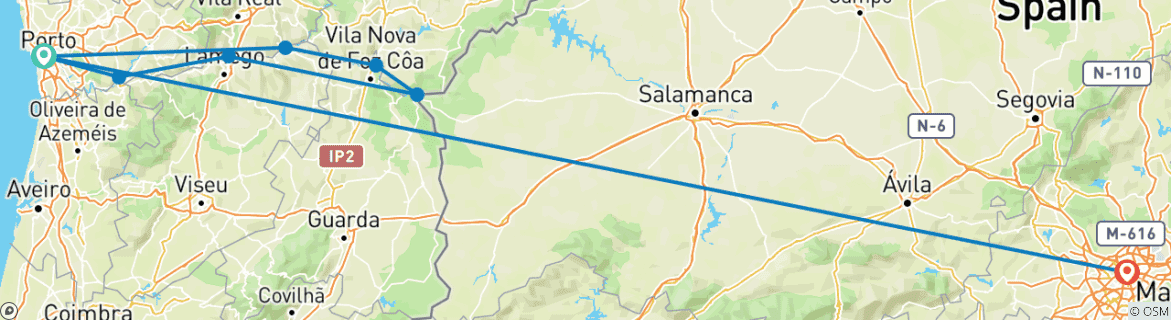 Image d'une carte montrant l'itinéraire du circuit