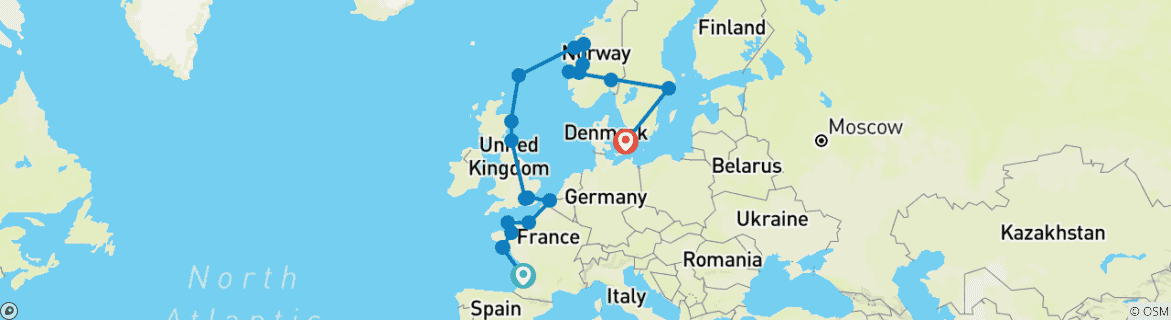 Image d'une carte montrant l'itinéraire du circuit