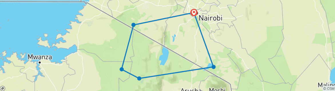 Image d'une carte montrant l'itinéraire du circuit