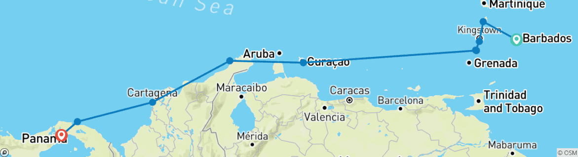 Image d'une carte montrant l'itinéraire du circuit