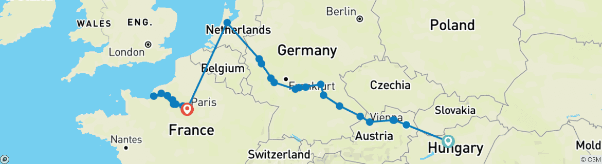 Image d'une carte montrant l'itinéraire du circuit