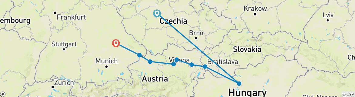 Image d'une carte montrant l'itinéraire du circuit