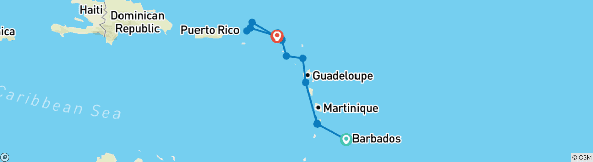 Image d'une carte montrant l'itinéraire du circuit